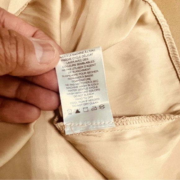 Rachel Zoe Blouse Womens M Tan Ruffle Pleated Tassel Boho Neutral Flowy Career - Picture 8 of 10